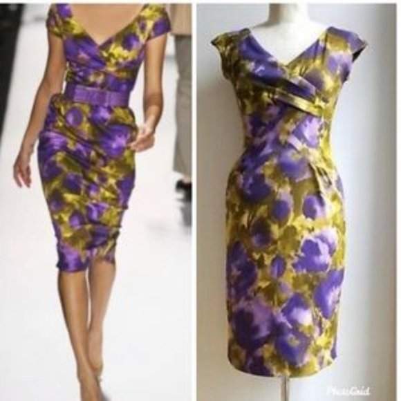 MICHAEL Michael Kors Dresses & Skirts - MK "Autumn Gardenia" Runway Purple Gold Sheath